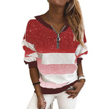 2025 New Explosion Striped Digital Printing Long-Sleeved Half-String Loose Casual Dress
