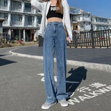 Zingj Leg Jeans Female Rice White 2024 New High Waist Show Thin Straight Tube Loose Hanging Feeling Thin Style Drag Floor Pants Tide-Outfit