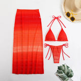 2025 New Gradient Mesh Three-Piece Beach Dress Sexy