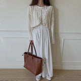 Zingj Chic Summer Simple Temperament Round Collar Fold Closed Waist Show Thin Short Sleeve Large Swing T-Shirt Dress Long