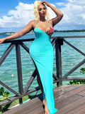 New High-End Women's Sexy Collar With Wrapped Chest Solid Color Hanging Neck Dress Sea Starfish Decorative Dress