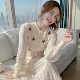 Sweater Maxi Dresses for Women Female Korea Style Slim Embroidery Wool Long Sleeve Woman Dress Party Autumn