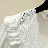 Blouses Shirts Spring Female Tops V-neck Ruffles Solid Elegant French Fashion Cozy High Quality Chic Ins Daily Date