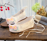 Zingj Shoes Hanfu Shoes Ancient Style Female Embroidered Cloth Shoes Inside The Raised Head Ancient Costume Shoes Cloth Shoes