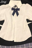 Waist Summer Sexy Short Sleeve White Tops Y2k Shirts Women Preppy Style Camisas Bow Bandage Harajuku Japanese Blusas