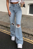 Fashion Women's Jeans Y2K High Street Waist Denim Ripped Trousers Baggy Jeans Young Loose Women's Classic Pants for