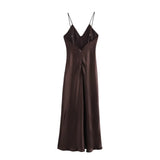 Women's Clothing 2025 Spring New Sleeveless Temperament Silk-Sense Silk-Sense-Backed V-Necked