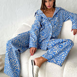 Zingj New Long Sleeve Shirt With High Waist Trousers Suit Print Fashion Women's Wear-Outfit