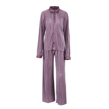 Boho Solid Color Tops or Pants Suit Casual Autumn Clothes Woman Long Sleeves Top Bottoms Full Length Pants Beach Wear