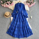 Zingj New French Fashion Gentle And Dignified Retro Palace Yanfeng Long Sleeve Stitching Lace Lace Dress Long