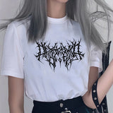 dark women tshirts oversize tee punk black graphic clothes kpop harajuku streetwear femme t shirt hip hop Short