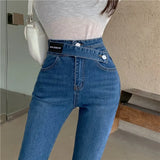 Waisted Micro Flared Pants Korean Version Fashion Versatile Thin Casual Denim Bell Bottom Streetwear Jeans for