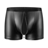 Zingj Men's Soft Matte Light Leather Boxers Sexy Open File Lederers Size Accurate No
