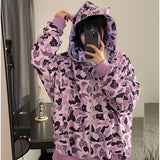 Women's Fashion Camouflage Sweatshirts Couples Wear Casual Men's Demon Zip Up Hoodie Jacket Spring Summer Autumn Y2K