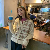 Floral Jacquard Knitted Cardigan- Outfit