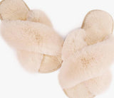 Zingj Slippers Female 2023 Autumn And Winter New Women Flat Toe Home Cross Plush Slippers- Outfit