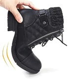 And Winter Keep Warm Short Boots Women Side Zipper Flat Bottom Martin Boots Belt Buckle Leather Boots