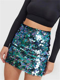 Women Sequined Skirts Sparkle Slim Short Mini Skirts Shiny Glitter Pencil Skirts Nightwear Party Club Streetwear