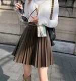 PU Leather Pleated Mini Skirt- Outfit