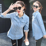 Tops and Blouses Denim Shirts for Ladies Top 2019 Autumn Long Sleeve Blue Jeans Shirt Plus Size S~3XL Chemise Blusas