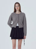 New Knitwear Women's Long-Sleeved Round-Neck Button Solid Color Sweater Knitted Cardigan Top