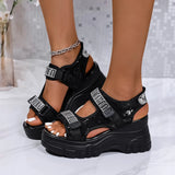 Sports Sandals Women Wear 2025 New Summer Drill Thick Bottom Magic Stick Soft Bottom Roman Beach