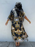 Kaftan Boho Print Dress Sexy Batwing Sleeve Maxi Dress 2022 Summer Women Clothing Beach Wear Casual Maxi Dress