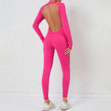 Zingj Sexy Bare Back Naked Long Sleeve Yoga Jumpsuit High Intensity Fitness Sports Tights-Outfit
