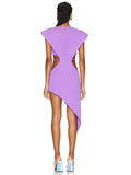 O Neck Tank Waist Hollow Out Bandage Dress Women Purple Sleeveless Asymmetric Bodycon Dressl Celebrity Party Club