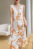 High-End Mulberry Silk Fashion All-Match Comfortable, Simple And Elegant Office Holiday Dyed Flower Suspender Skirt