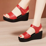 Summer New Thick-Soled Sandals Women's 6Cm Slope Heel Sandals Middle Heel Waterproof Table Large Size Comfortable Muffin Fishmouth