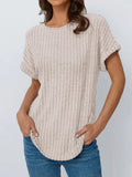 Summer Blouse Women's Short-Sleeved Shirt Casual Round-Neck Short-Sleeved
