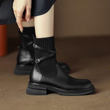 Zingj Women's New 2024 New Fall Brown Thick Heel Boots Women's Socks Boots Thin Boots British Style Small Short Boots Women's