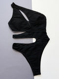Zingj Conjoined Bikini Solid-Colored Hollowed-In Banded Banded Swimsuit