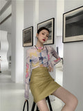 Designer Long Sleeve T Shirt Pink Mesh Top Aesthetic Clothes See Through 2021 Trend Fashion Women Bodycon Y2k