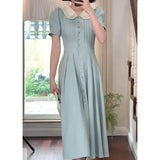 Japanese New Style Women Midi Dress Elegant Short Sleeve Party Vestidos One Piece