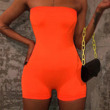 2023 Sexy Women Off Shoulder Bodycon Slim Overalls High Waist Beach Short Playsuit Tube Tops Strapless Jumpsuit