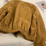 Brown Suede Stripe Lining Jacket- Outfit