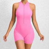 Hollow Backless Scrunch Butt Sport Jumpsuit Short Woman One Piece Gym Outfit Sleeveless Zipper Fitness Overalls Yoga