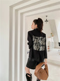 Desinger Black Gothic Blazer Patchwork Floral Lace Blazers For Women Elegant Jackets High Fashion Fall Clothing