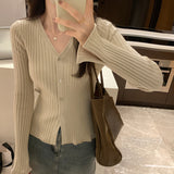 Button Long-Sleeved Sweater Autumn And Winter Korean Style Slim Cardigan Women's New Bottomed