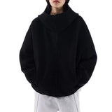 Zingj Silhouette Air Layer Gray Hooded Sweater Coat Men And Women Autumn Winter New Loose Heavy Cardigan