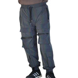 2024 New Men's Multi-Pocket Colorful Reflective Pants Ins Laser Backbeam Foot Cargo Pants-Outfit