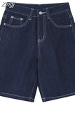 Waist Knee Length Women Jean Shorts Streetwear Hip Hop Denim Shorts Harajuku Baggy Wide Leg Short Pants Female 2023
