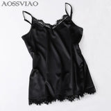 Silk Tank Top 2021 Women Sexy V Neck Basic Tops Blusas Casual Womens Vest Lace Camisole Crop Tops Plus Size Female
