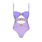 2025 New Sling With Breast-Plated Hollow Swimsuit Women's Half-Body Dress Two-Piece
