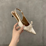 Version Of The Bow Tip Tip Heel High Heels 2025 New Spring And Summer Temperament Famous Slime Head Cold