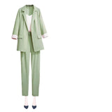 Zingj / Large Size Women's 200 Jin Fat Sister Autumn Suit Female Casual Suit Jacket Loose Thin Two Sets-Outfit