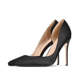 silk pumps 12cm high heeled shoes women fashion ladies sexy 10cm pointed toe shoes 8cm heel plus size 45 BM025