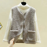 Fleece Vest Women Winter Waistcoat Women Thermal Vest Female Sleeveless Jacket Women Zipper Loose Waistcoat Ladies